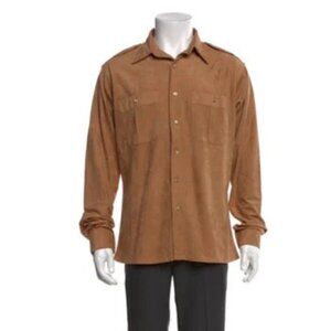 Vintage Christian Dior Monsieur Tan Button Up Shirt Epaulettes M